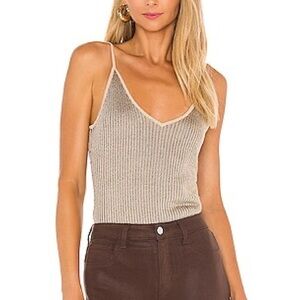 Women's Beige Ribbed Knit Top